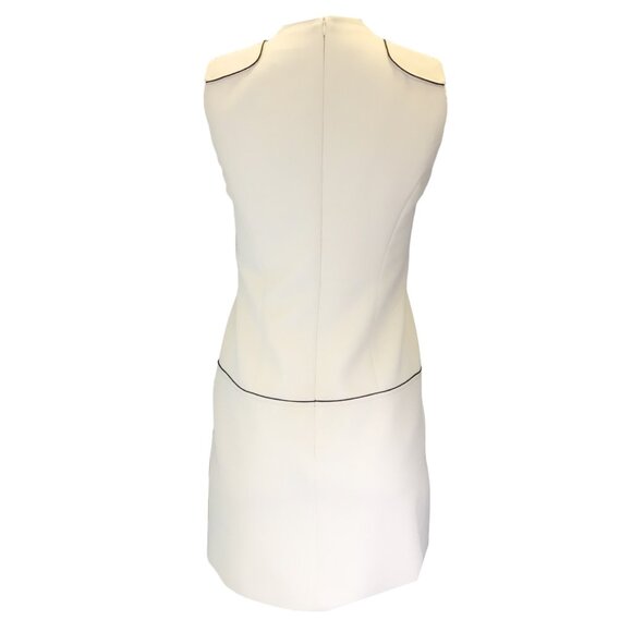 BARBARA BUI IVORY / BLACK SLEEVELESS CREPE MINI DRESS - Picture 3 of 4